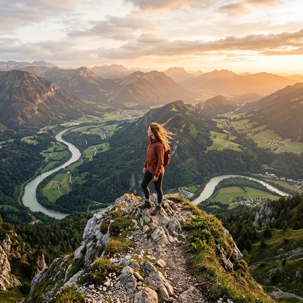 Woman embracing her Personal Growth Journey at sunrise.