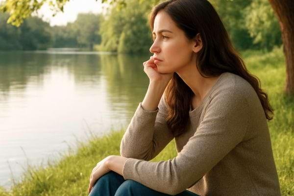 Woman trying to stop overthinking.